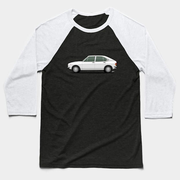 Alfasud side profile drawing - White Baseball T-Shirt by RJW Autographics